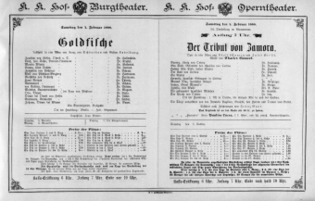 Theaterzettel (Oper und Burgtheater in Wien) 18880204 Seite: 1