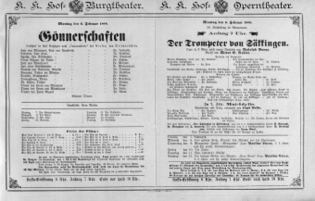 Theaterzettel (Oper und Burgtheater in Wien) 18880206 Seite: 1
