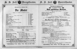 Theaterzettel (Oper und Burgtheater in Wien) 18880208 Seite: 1