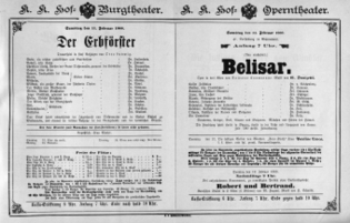 Theaterzettel (Oper und Burgtheater in Wien) 18880211 Seite: 1
