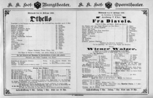 Theaterzettel (Oper und Burgtheater in Wien) 18880215 Seite: 1