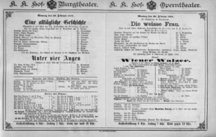 Theaterzettel (Oper und Burgtheater in Wien) 18880220 Seite: 1