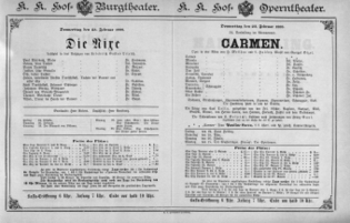 Theaterzettel (Oper und Burgtheater in Wien) 18880223 Seite: 1