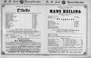 Theaterzettel (Oper und Burgtheater in Wien) 18880224 Seite: 1