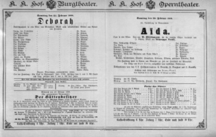 Theaterzettel (Oper und Burgtheater in Wien) 18880225 Seite: 1