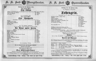 Theaterzettel (Oper und Burgtheater in Wien) 18880228 Seite: 1