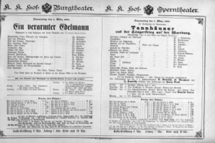 Theaterzettel (Oper und Burgtheater in Wien) 18880301 Seite: 1