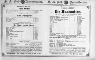 Theaterzettel (Oper und Burgtheater in Wien) 18880305 Seite: 1