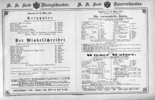 Theaterzettel (Oper und Burgtheater in Wien) 18880310 Seite: 1
