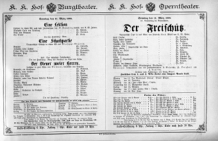 Theaterzettel (Oper und Burgtheater in Wien) 18880311 Seite: 1