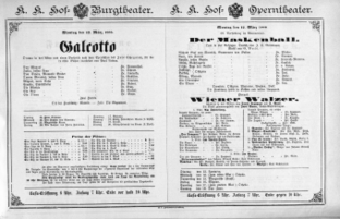 Theaterzettel (Oper und Burgtheater in Wien) 18880312 Seite: 1