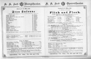 Theaterzettel (Oper und Burgtheater in Wien) 18880313 Seite: 1