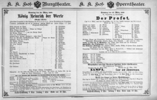 Theaterzettel (Oper und Burgtheater in Wien) 18880318 Seite: 1
