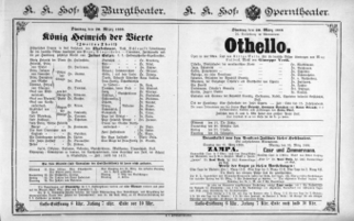 Theaterzettel (Oper und Burgtheater in Wien) 18880320 Seite: 1