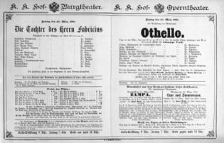 Theaterzettel (Oper und Burgtheater in Wien) 18880323 Seite: 1