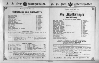 Theaterzettel (Oper und Burgtheater in Wien) 18880407 Seite: 1