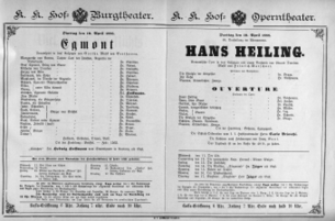 Theaterzettel (Oper und Burgtheater in Wien) 18880410 Seite: 1
