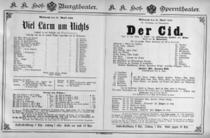 Theaterzettel (Oper und Burgtheater in Wien) 18880411 Seite: 1