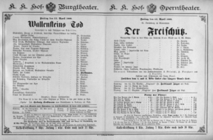 Theaterzettel (Oper und Burgtheater in Wien) 18880413 Seite: 1