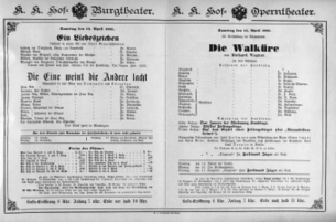 Theaterzettel (Oper und Burgtheater in Wien) 18880414 Seite: 1