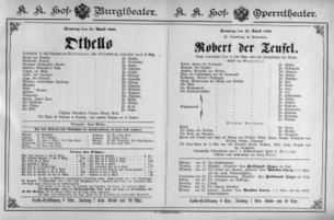 Theaterzettel (Oper und Burgtheater in Wien) 18880415 Seite: 1