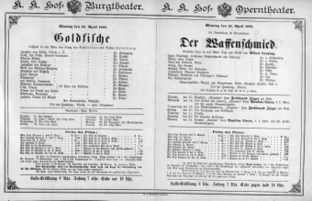 Theaterzettel (Oper und Burgtheater in Wien) 18880416 Seite: 1