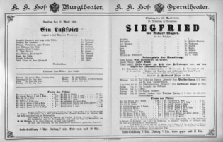 Theaterzettel (Oper und Burgtheater in Wien) 18880417 Seite: 1