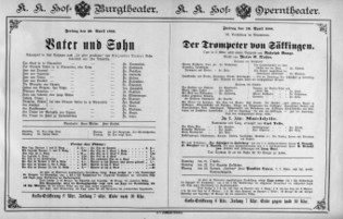 Theaterzettel (Oper und Burgtheater in Wien) 18880420 Seite: 1
