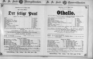 Theaterzettel (Oper und Burgtheater in Wien) 18880421 Seite: 1