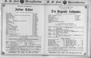 Theaterzettel (Oper und Burgtheater in Wien) 18880422 Seite: 1