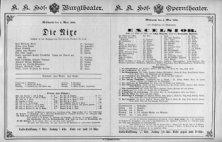 Theaterzettel (Oper und Burgtheater in Wien) 18880502 Seite: 1