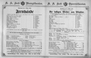 Theaterzettel (Oper und Burgtheater in Wien) 18880506 Seite: 1