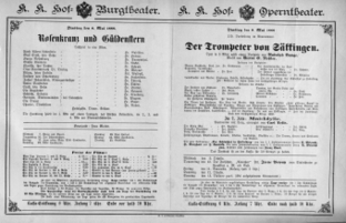 Theaterzettel (Oper und Burgtheater in Wien) 18880508 Seite: 1