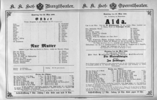 Theaterzettel (Oper und Burgtheater in Wien) 18880519 Seite: 1