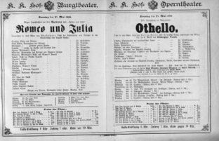 Theaterzettel (Oper und Burgtheater in Wien) 18880527 Seite: 1