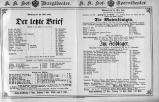 Theaterzettel (Oper und Burgtheater in Wien) 18880528 Seite: 1