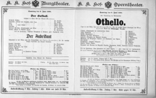 Theaterzettel (Oper und Burgtheater in Wien) 18880609 Seite: 1