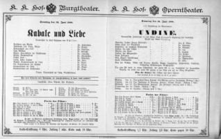 Theaterzettel (Oper und Burgtheater in Wien) 18880610 Seite: 1