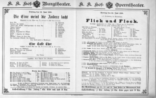 Theaterzettel (Oper und Burgtheater in Wien) 18880612 Seite: 1