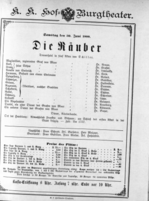 Theaterzettel (Oper und Burgtheater in Wien) 18880630 Seite: 1