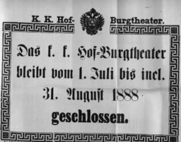 Theaterzettel (Oper und Burgtheater in Wien) 18880701 Seite: 1