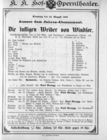 Theaterzettel (Oper und Burgtheater in Wien) 18880812 Seite: 1