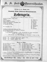Theaterzettel (Oper und Burgtheater in Wien) 18880831 Seite: 1