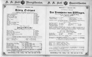 Theaterzettel (Oper und Burgtheater in Wien) 18880905 Seite: 1