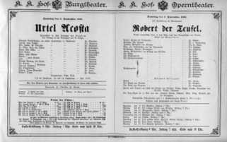 Theaterzettel (Oper und Burgtheater in Wien) 18880908 Seite: 1