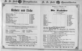 Theaterzettel (Oper und Burgtheater in Wien) 18880909 Seite: 1