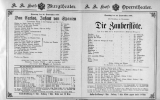 Theaterzettel (Oper und Burgtheater in Wien) 18880916 Seite: 1