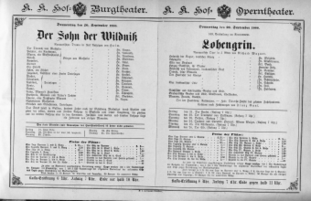Theaterzettel (Oper und Burgtheater in Wien) 18880920 Seite: 1