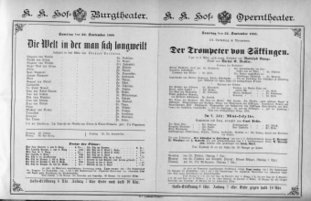 Theaterzettel (Oper und Burgtheater in Wien) 18880922 Seite: 1