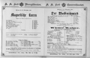 Theaterzettel (Oper und Burgtheater in Wien) 18880928 Seite: 1